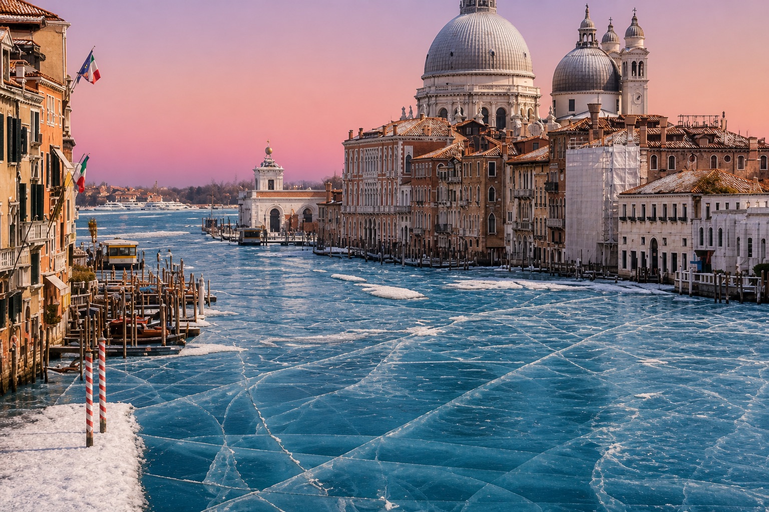 Frozen Grand Canal in Venice